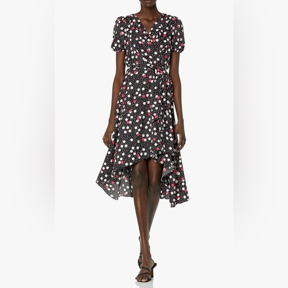 Karl Lagerfeld hi-low wrap Polk-a-dot dress-size8 like new - Picture 1 of 13
